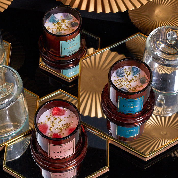 Home Deco Factory Bougie Parfumée avec Cloche et Pierres Précieuses
