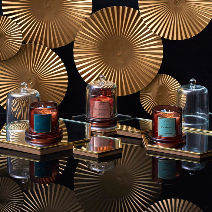 Home Deco Factory Bougie Parfumée avec Cloche et Pierres Précieuses
