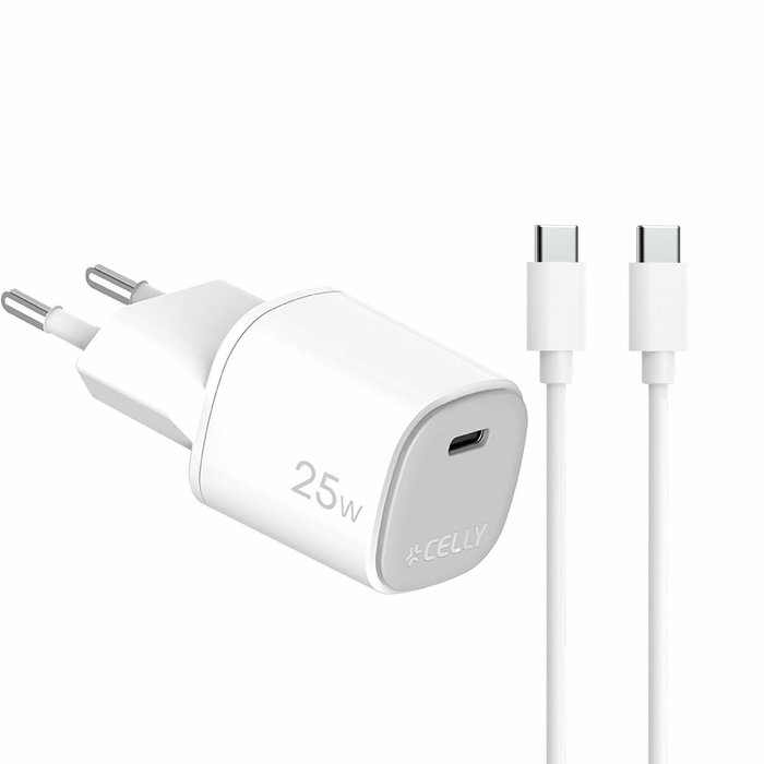 Câble USB Celly UPTC1USBC25WCTC Blanc Câble USB Celly UPTC1USBC25WCTC Blanc