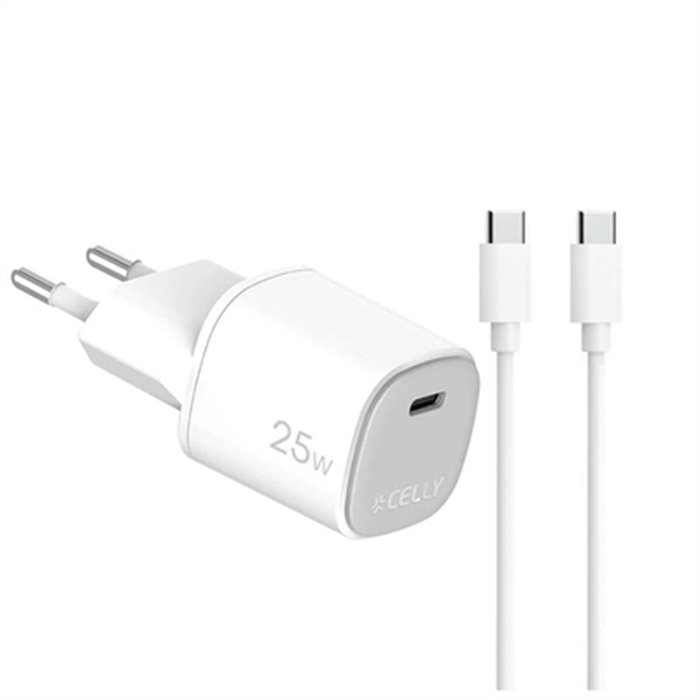 Câble USB Celly UPTC1USBC25WCTC Blanc Câble USB Celly UPTC1USBC25WCTC Blanc