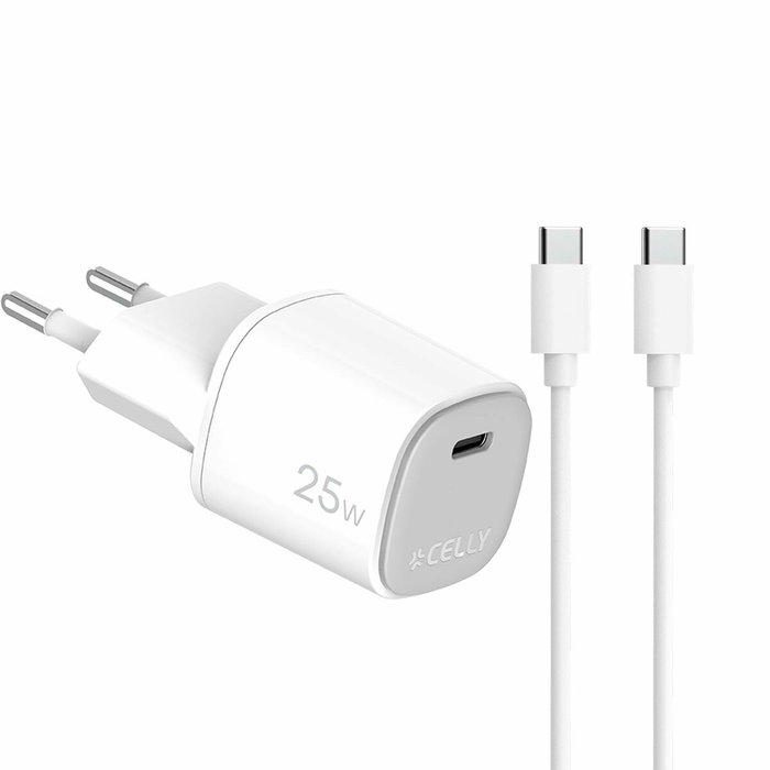 Câble USB Celly UPTC1USBC25WCTC Blanc Câble USB Celly UPTC1USBC25WCTC Blanc