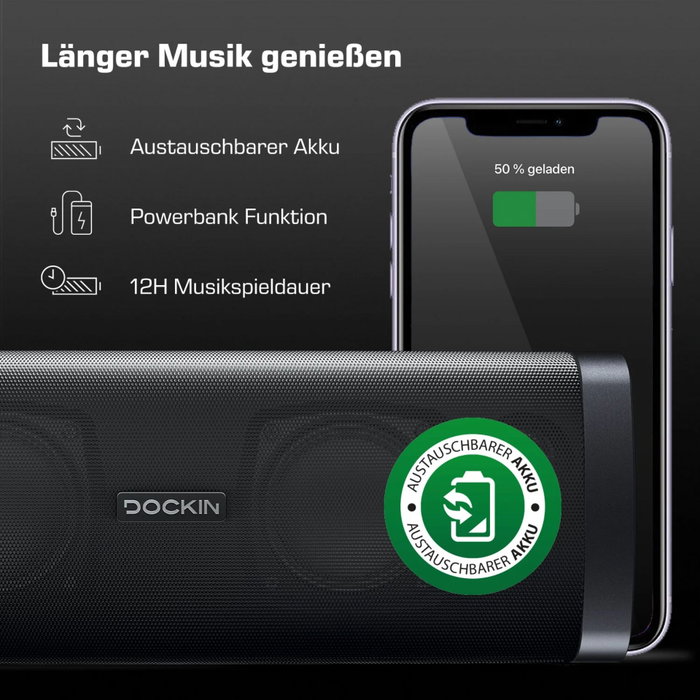 Dockin D Fine Evo Enceinte Bluetooth 50W Noir
