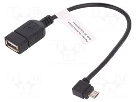 DIGITUS Câble USB 2.0 OTG USB A socle vers USB B micro prise angulaire 0,15m