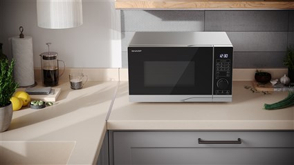 Sharp YC-PG234AE-S - Micro-ondes Digital avec Gril, 900 W (Grill 1000 W), 23 Litres, Noir - Cuisson rapide et facile