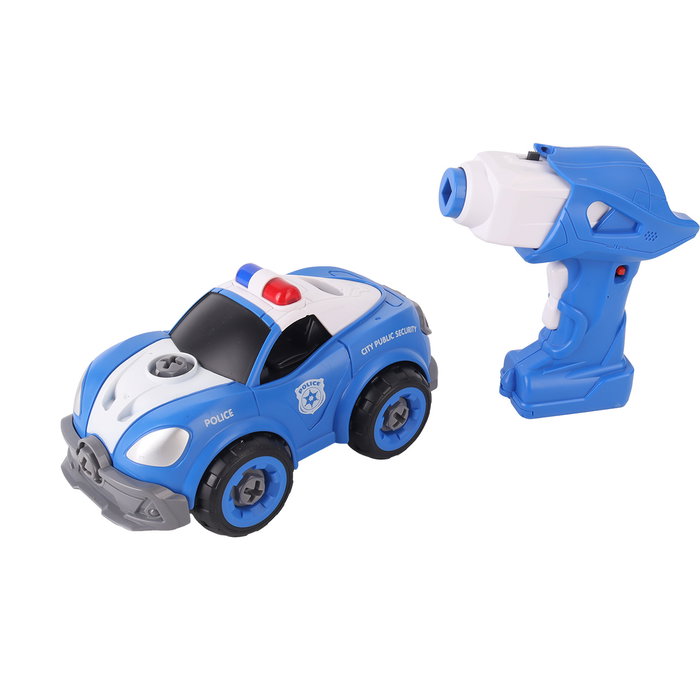 Tachan Voiture de Police RC à Construire - Véhicule à Monter avec Télécommande - 22 Pièces - Jouet Éducatif et de Construction pour Enfants +3 Ans