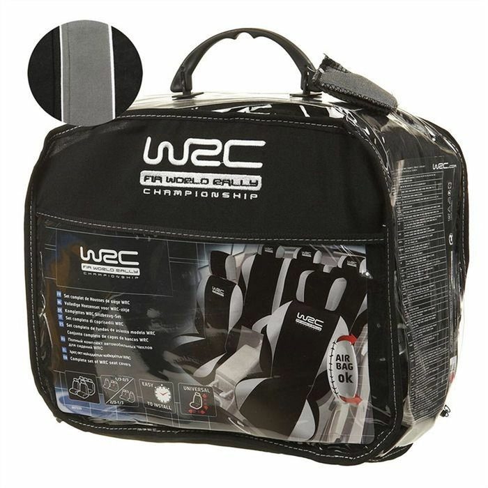 WRC Lot de 5 housses de sièges universelles avec appuie-tête Noir/Gris