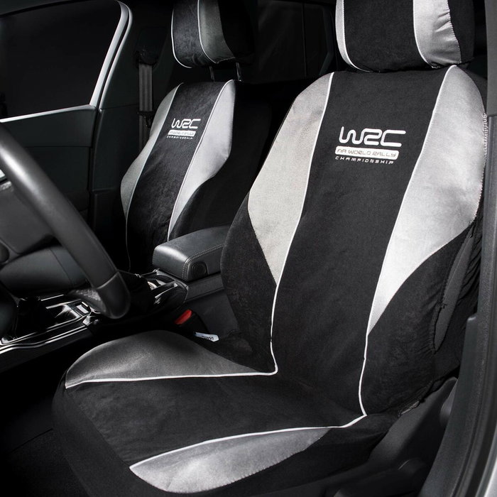 WRC Lot de 5 housses de sièges universelles avec appuie-tête Noir/Gris