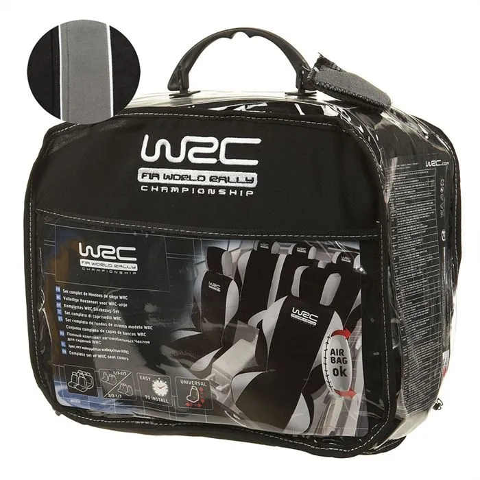 WRC - Lot de 5 housses avant complètes avec appui-tête - Tissu velours et maille - Design compétition - Universelles - Fixation simple - Compatible Airbag WRC - Lot de 5 housses avant complètes avec appui-tête - Tissu velours et maille - Design compétition - Universelles - Fixation simple - Compatible Airbag