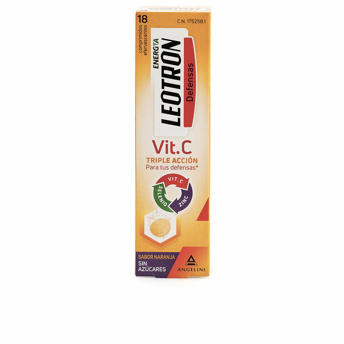 Leotron Vitamine C Triple Action, Orange, 18 comprimés effervescents Leotron Vitamine C Triple Action, Orange, 18 comprimés effervescents