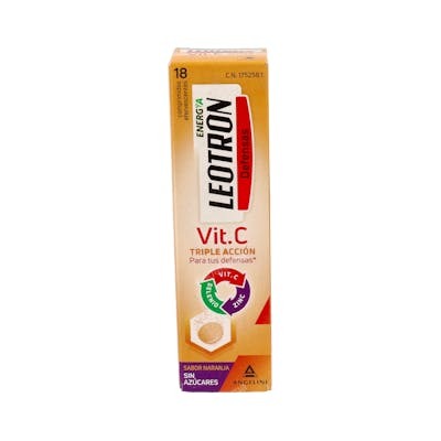 Leotron Vitamine C Triple Action, Orange, 18 comprimés effervescents Leotron Vitamine C Triple Action, Orange, 18 comprimés effervescents