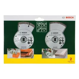 Bosch - Lot de 2 disques diamantés Ø 125 mm - Pour carrelage et matériaux de construction (duopack en pochette carton)