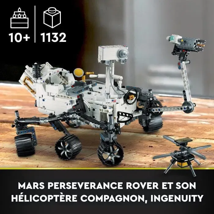 Lego Technic 42158 NASA Mars Rover Perseverance - Jouet Construction Découverte de l'Espace avec Application de Réalité Augmentée AR