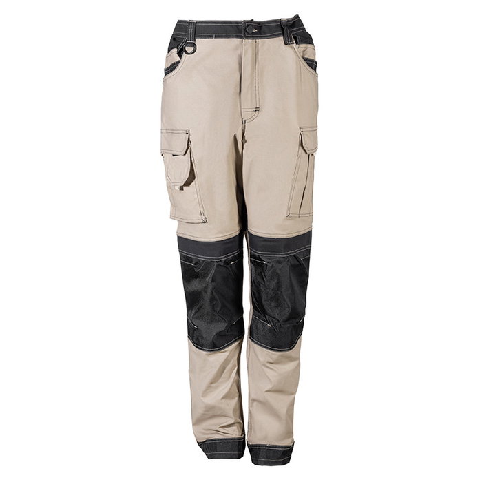 VELILLA Pantalon Bicolor Taille S en Canvas Stretch avec Poche Flottante - Beige et Noir