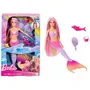 Barbie Poupée Sirène Malibu HRP97 avec Changement de Couleur à l'Eau, Cheveux Roses, 19 cm avec Accessoires