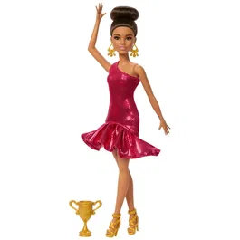 Barbie - Poupée Danseuse de Salon et Accessoires - Brune avec Trophée - JFR09 - Jeu Imaginatif Enfant 3 ans