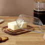 Home Deco Factory Mantequera en Acacia et Verre Borosilicaté 19x14 cm