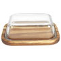 Home Deco Factory Mantequera en Acacia et Verre Borosilicaté 19x14 cm