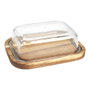 Home Deco Factory Mantequera en Acacia et Verre Borosilicaté 19x14 cm