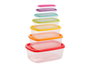 Leknes Set de 7 boîtes de conservation rectangulaires en plastique 27x20,5x10 cm Multicolore (Set de 12)