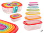 Leknes Set de 7 boîtes de conservation rectangulaires en plastique 27x20,5x10 cm Multicolore (Set de 12)