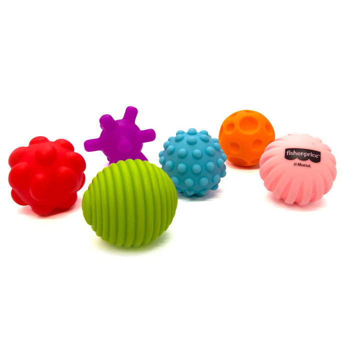 Fisher-Price Set de 6 Balles Sensorielles Tactiles pour Bébé 6 Mois et Plus - Stimulation Motrice - Référence 920D00246