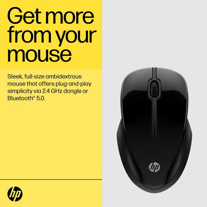 HP Souris sans fil ambidextre HP 250 avec double connectivité Bluetooth et USB, 50% plastique recyclé