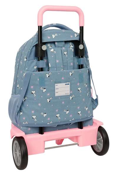 Safta Sac à dos Grand à Roulettes Compact Évolutif Extension Snoopy 33 x 45 x 22 cm - Recommandé à partir de 3 ans