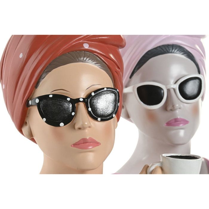Home ESPRIT Figurine Décorative Femme Rouge Corail (Lot de 2) - 20 x 18,5 x 29 cm