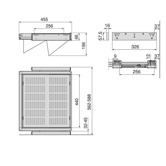 Emuca Kit de range-chaussures extractible pour armoires Quartz, réglable, module 600mm, Acier, aluminium et plastique, Titane