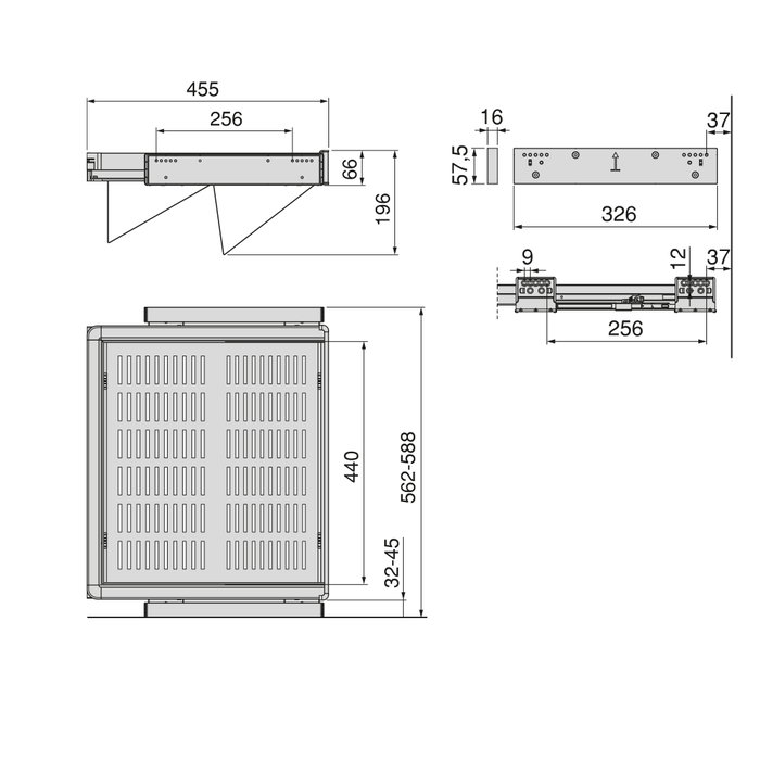 Emuca Kit de range-chaussures extractible pour armoires Quartz, réglable, module 600mm, Acier, aluminium et plastique, Titane