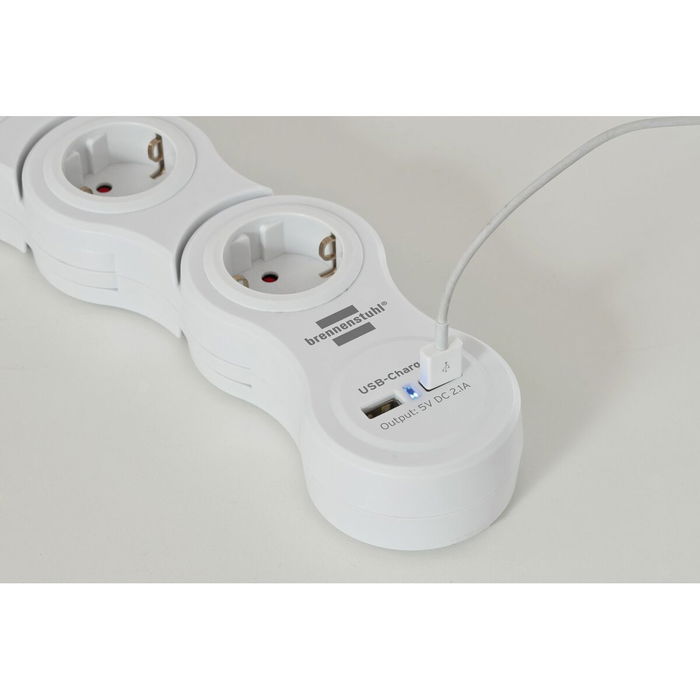 Multiprise 5 Prises avec Interrupteur Brennenstuhl Vario-Power Blanc 3600 W USB x 2 (1,4 m)