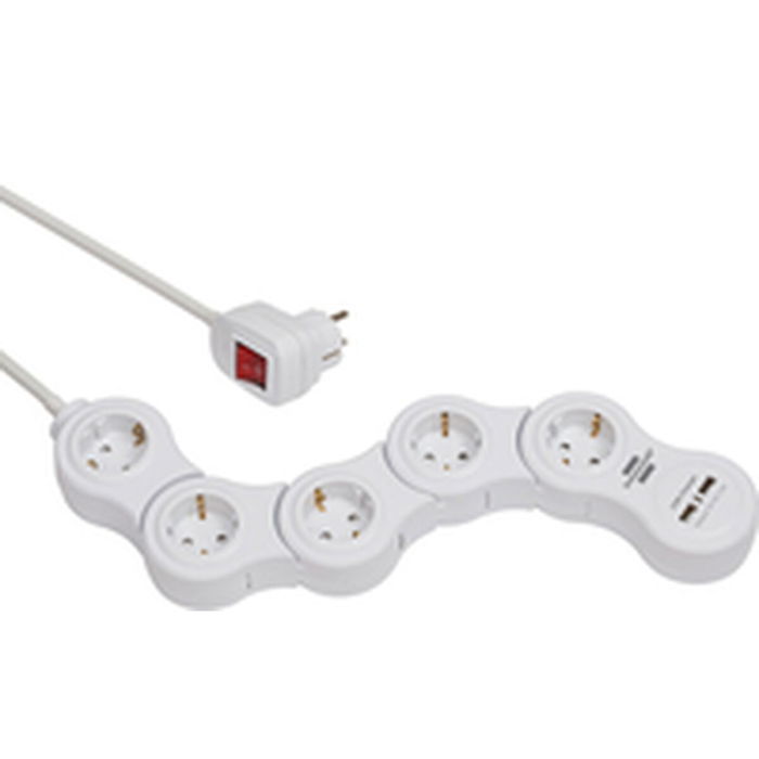 Multiprise 5 Prises avec Interrupteur Brennenstuhl Vario-Power Blanc 3600 W USB x 2 (1,4 m)