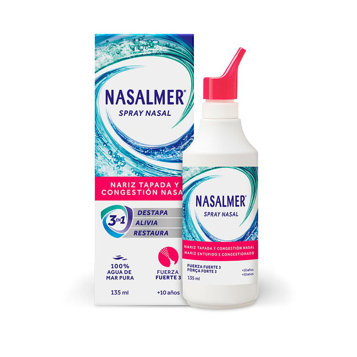 Nasalmer Spray Nasal Force 3 135 ml – Soulage la congestion et l'hygiène nasale quotidienne