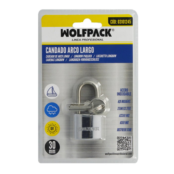 WOLFPACK LINEA PROFESIONAL Cadenas Inoxidable Arco Normal 30mm WOLFPACK LINEA PROFESIONAL Cadenas Inoxidable Arco Normal 30mm