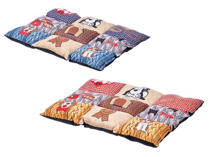 Mascow Lit pour animal rectangle 58x80 cm - Assortiment de motifs - Base antidérapante (Set de 6)