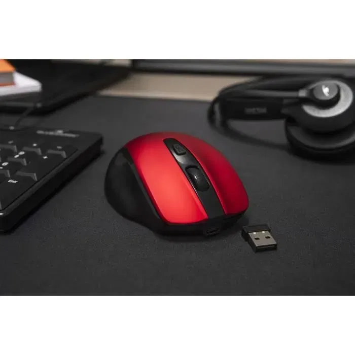 Souris sans fil Bluestork OFF75 RED rechargeable - Bluetooth et 2.4 GHz - Ergonomique pour PC et Mac - Rouge