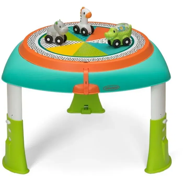 Infantino Table d'activités modulable 2 en 1 électronique et musicale avec siège tournant 360°, hauteur réglable, pliable, dès 6 mois