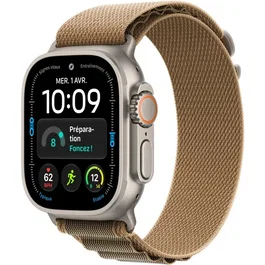 Apple Watch Ultra 4 GPS + Cellular - 49mm - Boîtier Natural Titanium - Bracelet Desert Alpine Loop - M