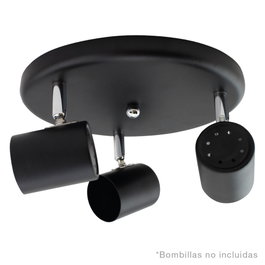 GSC Evolution Foco techo triple circular Serie Edina GU10 Negro