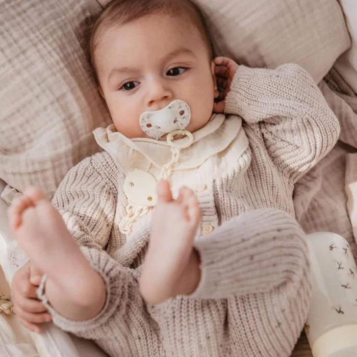 Suavinex Attache-sucette chaîne Birdies - Pour bébé dès la naissance - Évite la perte et la salissure - Beige