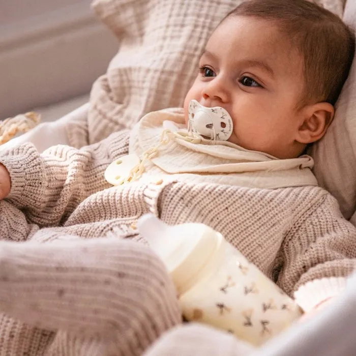 Suavinex Attache-sucette chaîne Birdies - Pour bébé dès la naissance - Évite la perte et la salissure - Beige