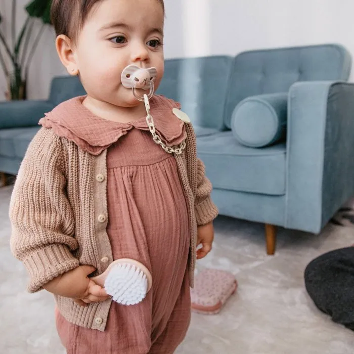 Suavinex Attache-sucette chaîne Birdies - Pour bébé dès la naissance - Évite la perte et la salissure - Beige