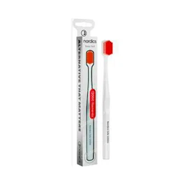 Nordics Oral Care Brosse à dents Super Soft Silk 12.000 Blanc/Rouge
