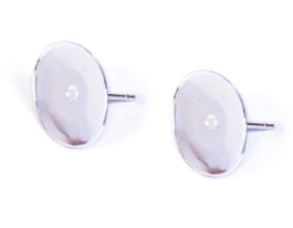 Innspiro Boucles d'oreilles métalliques pour incrustation base ovale argentée 13,0x10,7mm