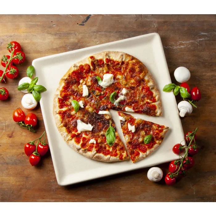 Domo Pierre Réfractaire pour Pizza et Pain – 35 x 34 cm – Blanc – Fabriquée en Italie