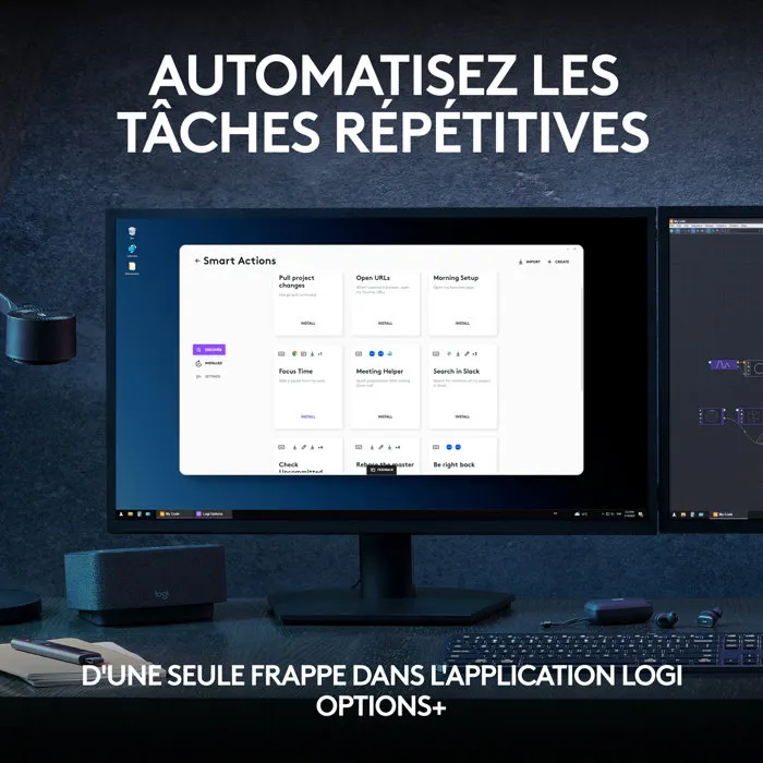 Logitech MX Keys S Plus - Clavier sans fil rétroéclairé pour bureautique avec Smart Actions, repose-poignet et disposition AZERTY - Noir