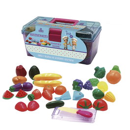 Tachan - Mallette Jouet de Découpe Aliments pour Enfants de 18 Mois et Plus, 33 Pièces avec Couteau et Planche à Découper