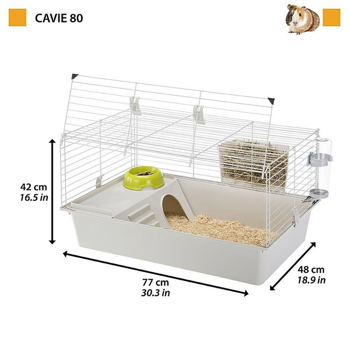 Ferplast Cage Cavie avec maisonnette, gamelle et abreuvoir