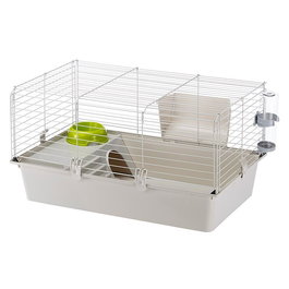 Ferplast - Cage pour cochons d'Inde avec maisonnette, gamelle, ratelier et abreuvoir - Structure en grillage métallique verni et bac plastique - 77 * 48 * 42 cm