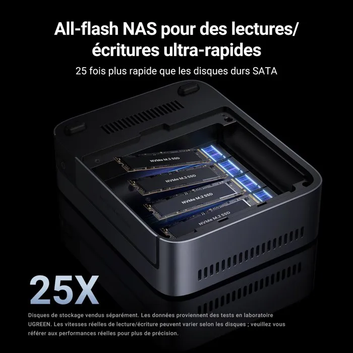 Ugreen NASync DXP480T Plus - Serveur NAS 4 baies M.2 NVMe avec Intel Core i5, 8 Go DDR5, Thunderbolt 4 et 10 GbE pour production vidéo et flux de travail intensifs